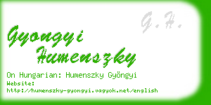 gyongyi humenszky business card